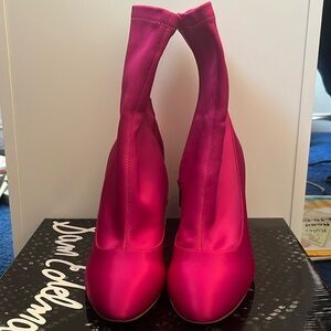 Sam Edelman Calexa pink stretch satin sock boot | gently used